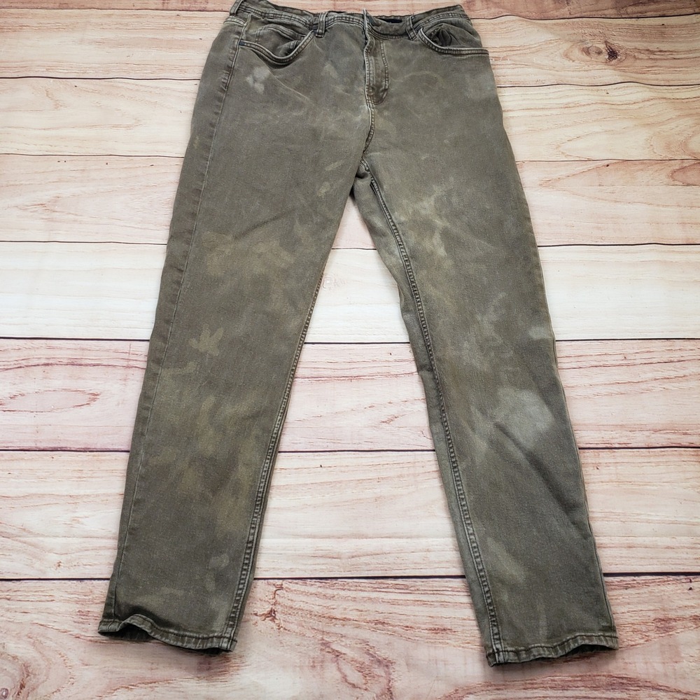 Cotton On Tapered Jeans Mens 34 Brown Bleached Wash Distressed Denim Pants
